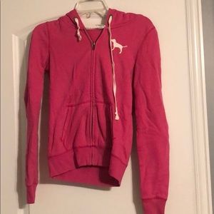 Pink Zip Up Hooded Sweatshirt